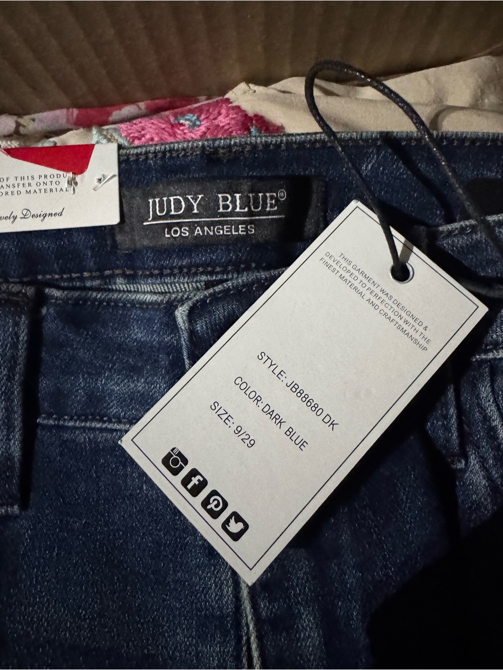 Judy Blue Medium Blue Distressed Straight Leg Jeans - Picture 6 of 6